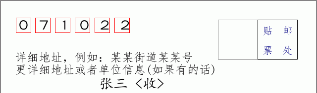 邮编071022信封格式
